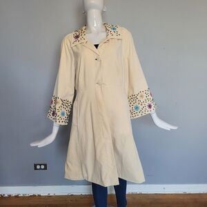 Anthropologie Tiny Embroidered Coat, Fair Condition, Size 14